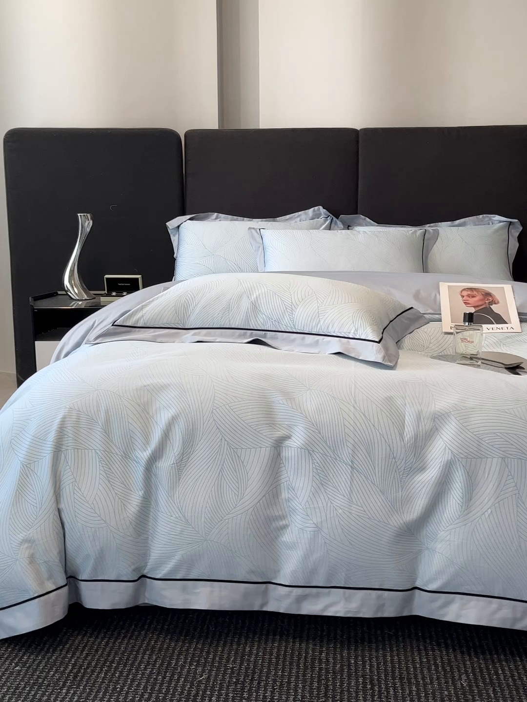 91家纺网 家纺一手货源 找家纺 置顶家纺 2026新款亲肤数码印花拼角四件套凌枫 凌枫-天蓝