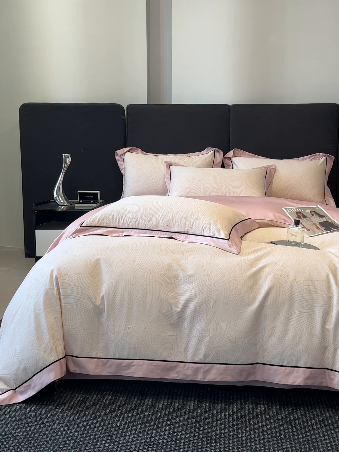 91家纺网 家纺一手货源 找家纺 置顶家纺 2026新款亲肤数码印花拼角四件套凌枫 凌枫-浅豆沙