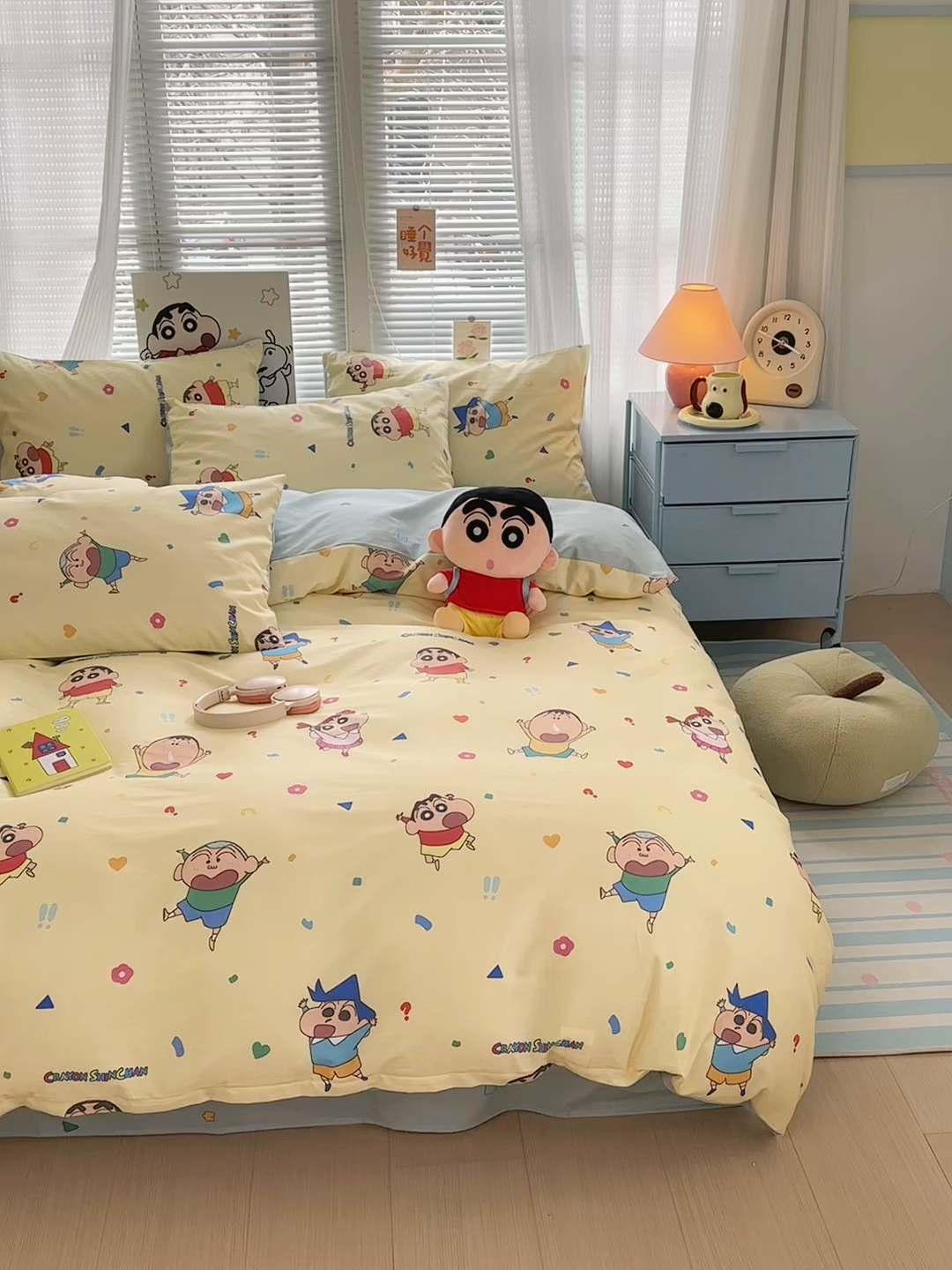 91家纺网 家纺一手货源 找家纺 曼之夏 2026新款全棉卡通印花四件套系列-蜡笔小新 萌萌小新