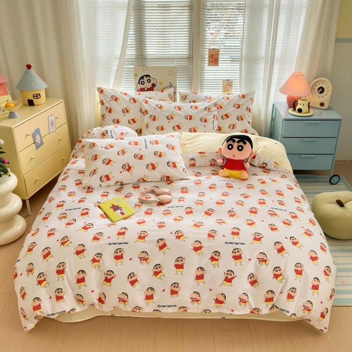 91家纺网 家纺一手货源 找家纺 （总）曼之夏 2026新款全棉卡通印花四件套系列-蜡笔小新