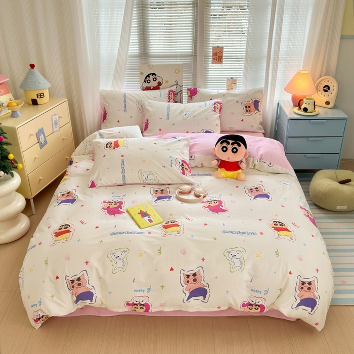 91家纺网 家纺一手货源 找家纺 （总）曼之夏 2026新款全棉卡通印花四件套系列-蜡笔小新