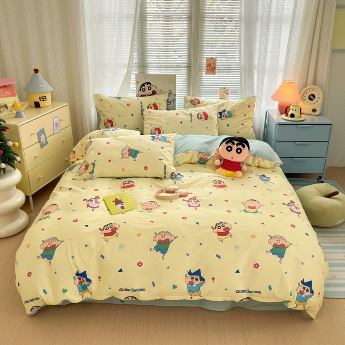 91家纺网 家纺一手货源 找家纺 （总）曼之夏 2026新款全棉卡通印花四件套系列-蜡笔小新