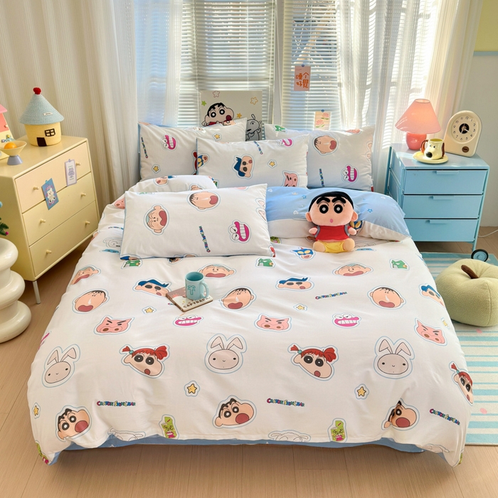 91家纺网 家纺一手货源 找家纺 （总）曼之夏 2026新款全棉卡通印花四件套系列-蜡笔小新