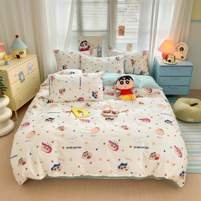 91家纺网 家纺一手货源 找家纺 （总）曼之夏 2026新款全棉卡通印花四件套系列-蜡笔小新
