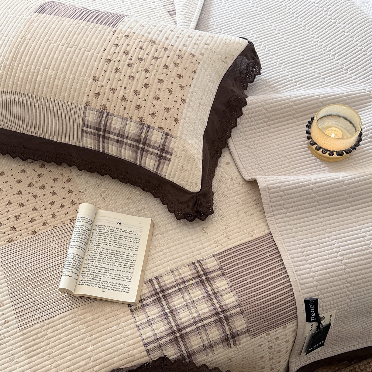 91家纺网 家纺一手货源 找家纺 桃子家居 2026新款韩版纯棉花边法式花卉碎花水洗原生态纯棉棉麻多功能床盖三件套 棉麻床盖-摩卡时光