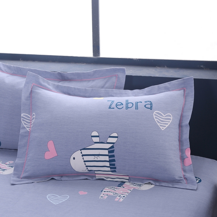 缘舒家纺 2025新款全棉纯棉加厚磨毛枕套单件--单枕套 斑马-灰