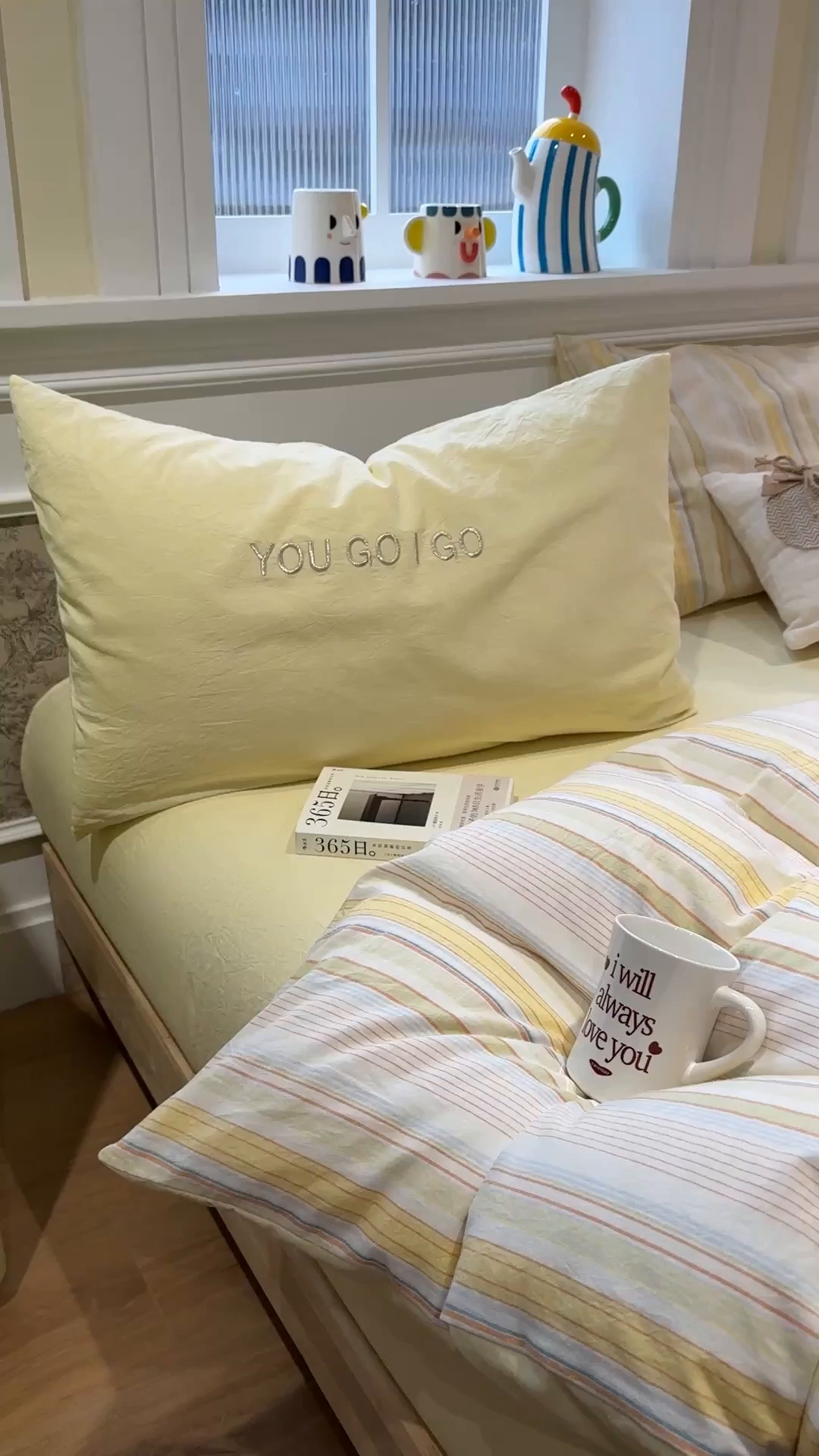 91家纺网 家纺一手货源 找家纺 曼町家居 2026春夏新款全棉纯棉色织水洗棉字母刺绣四件套 可夏