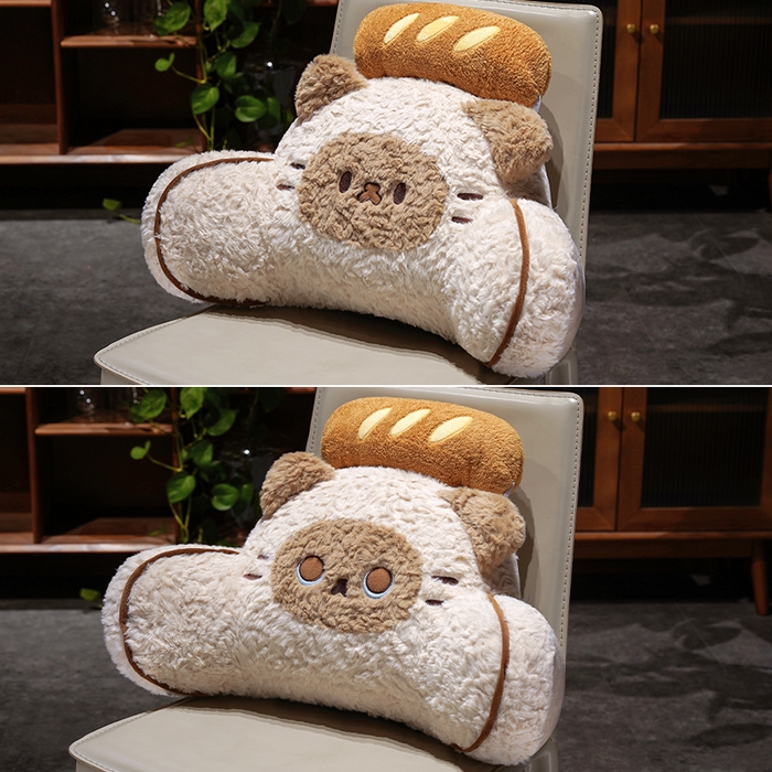 91家纺网 家纺一手货源 找家纺 仟亿莱 2026新款面包歪耳暹罗猫拥抱式腰靠 豆眼暹罗