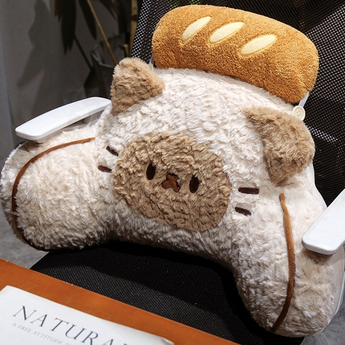 91家纺网 家纺一手货源 找家纺 仟亿莱 2026新款面包歪耳暹罗猫拥抱式腰靠 豆眼暹罗