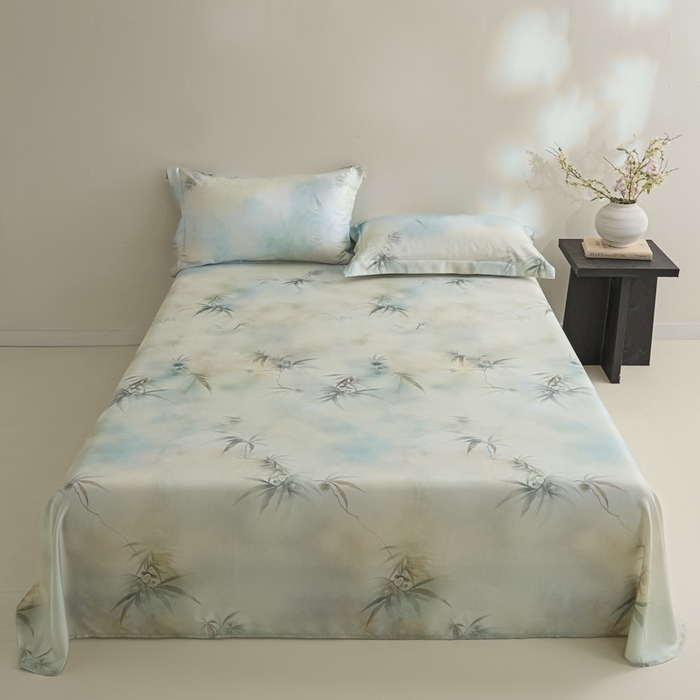 91家纺网 家纺一手货源 找家纺 （总）禾时 2026春夏新款50s莱赛尔天丝床单三件套床单单件