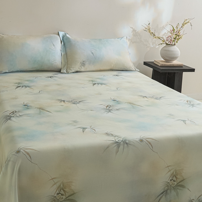 91家纺网 家纺一手货源 找家纺 （总）禾时 2026春夏新款50s莱赛尔天丝床单三件套床单单件