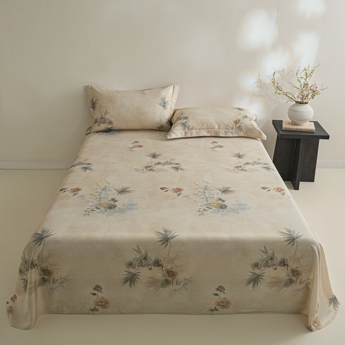 91家纺网 家纺一手货源 找家纺 （总）禾时 2026春夏新款50s莱赛尔天丝床单三件套床单单件