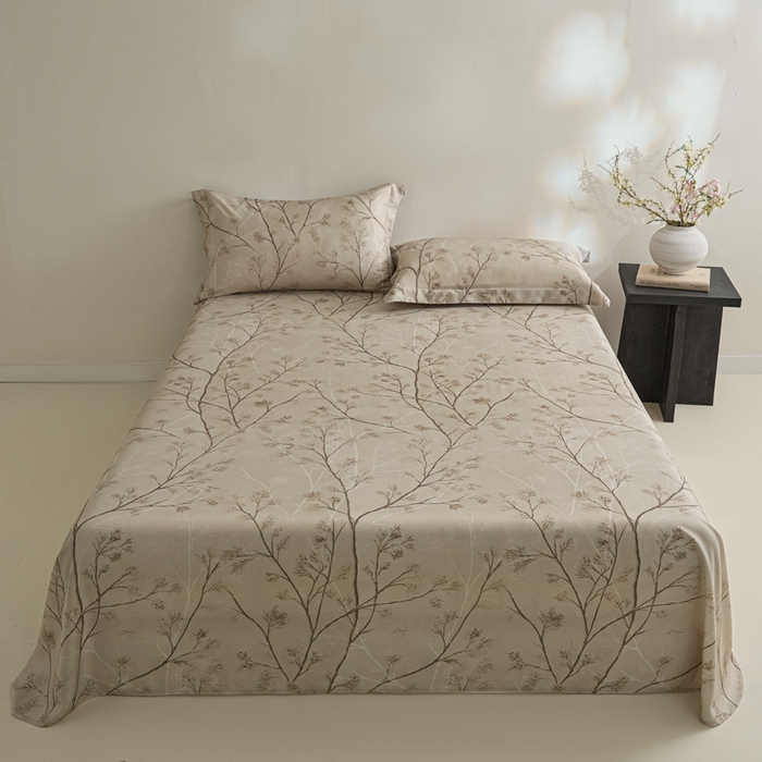 91家纺网 家纺一手货源 找家纺 （总）禾时 2026春夏新款50s莱赛尔天丝床单三件套床单单件