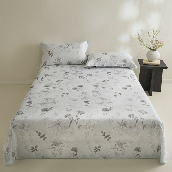 91家纺网 家纺一手货源 找家纺 （总）禾时 2026春夏新款50s莱赛尔天丝床单三件套床单单件