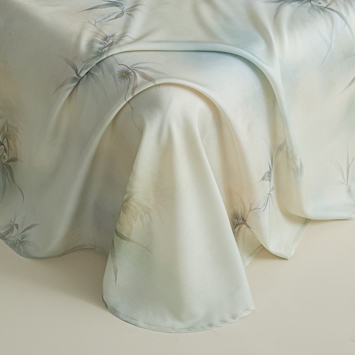 91家纺网 家纺一手货源 找家纺 禾时 2026春夏新款50s莱赛尔天丝床单三件套床单单件 绿篱间（绿）