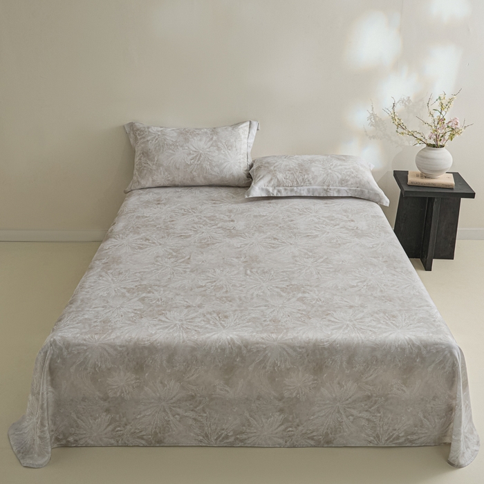 禾时 2026春夏新款50s莱赛尔天丝床单三件套床单单件 斯嘉丽（灰）