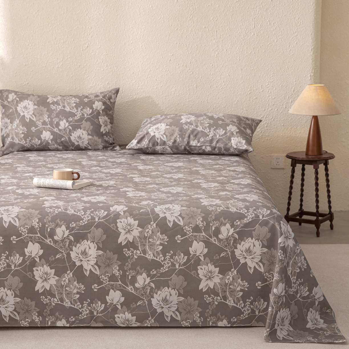 91家纺网 家纺一手货源 找家纺 首爱家纺 2026新款棉麻老粗布床单凉席 墨棠