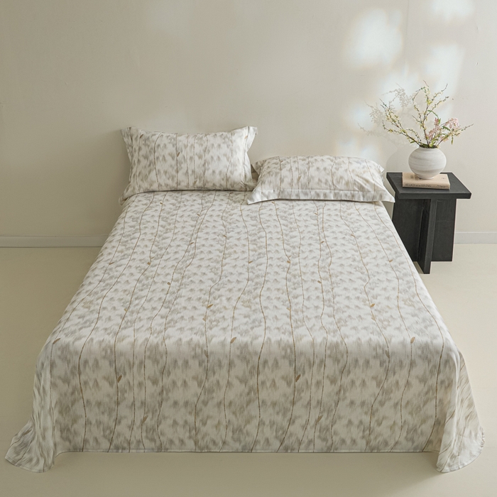 禾时 2026春夏新款50s莱赛尔天丝床单三件套床单单件 舒亦（灰）