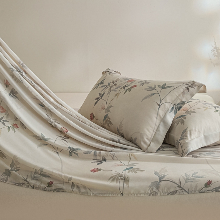 91家纺网 家纺一手货源 找家纺 禾时 2026春夏新款50s莱赛尔天丝床单三件套床单单件 棠宋（棕）