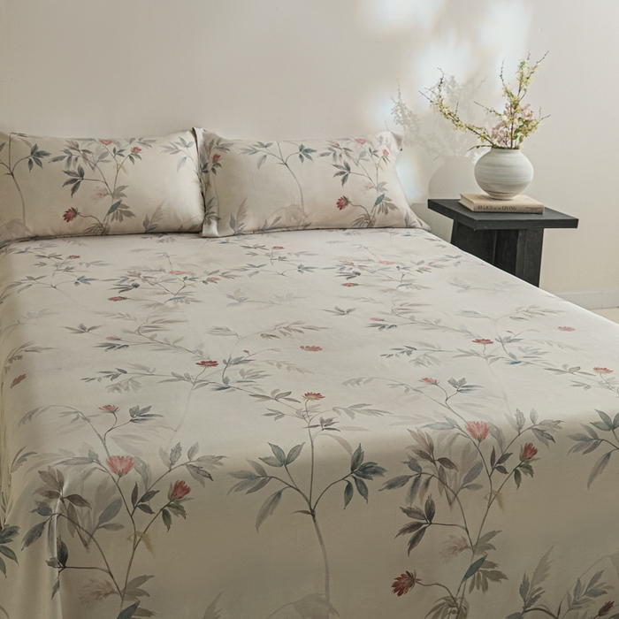 91家纺网 家纺一手货源 找家纺 禾时 2026春夏新款50s莱赛尔天丝床单三件套床单单件 棠宋（棕）