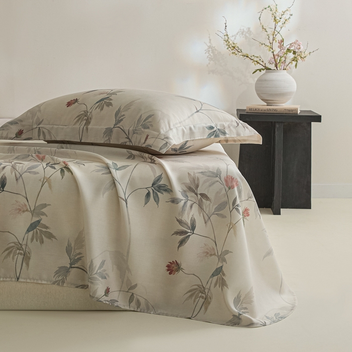 91家纺网 家纺一手货源 找家纺 禾时 2026春夏新款50s莱赛尔天丝床单三件套床单单件 棠宋（棕）