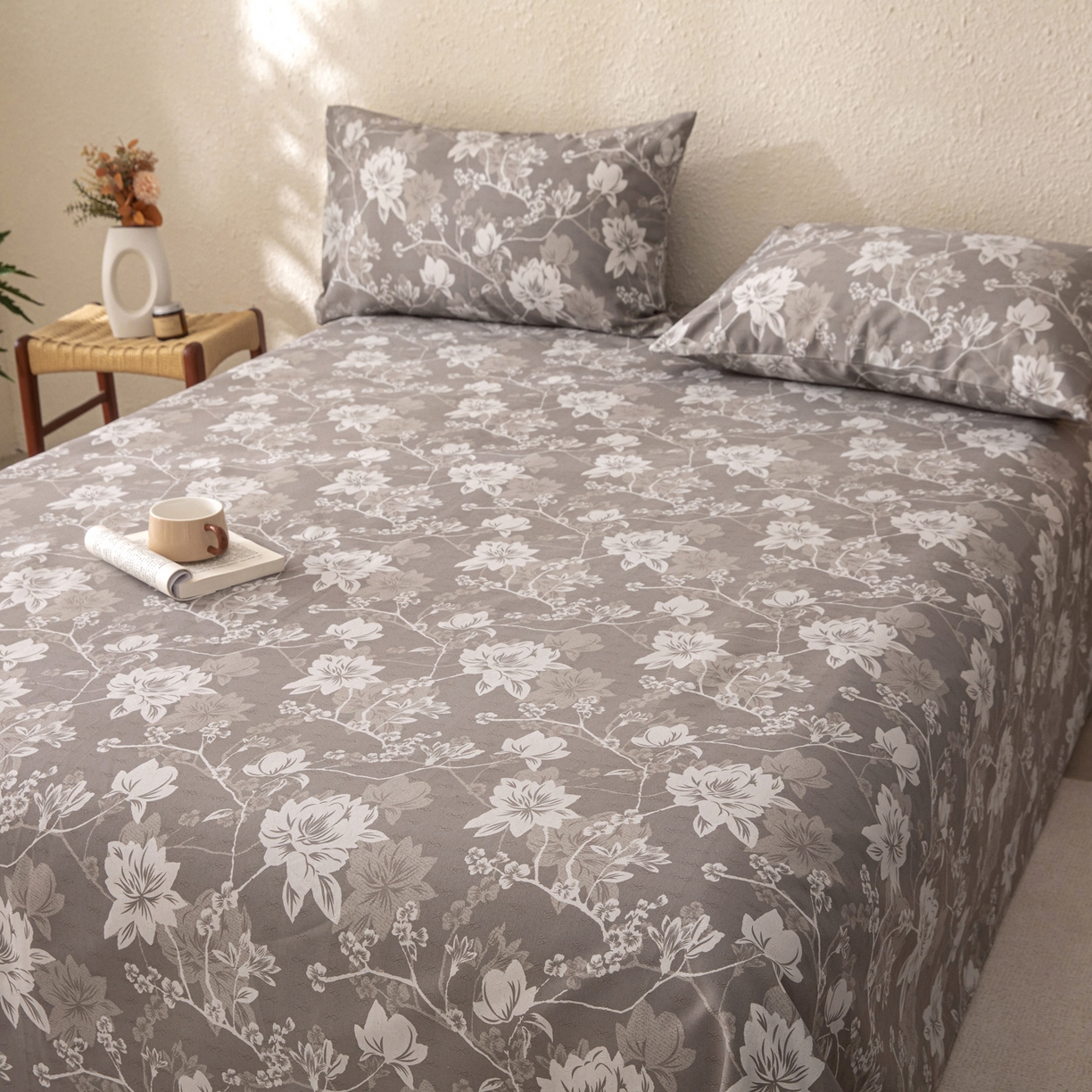 91家纺网 家纺一手货源 找家纺 首爱家纺 2026新款棉麻老粗布床单凉席 墨棠