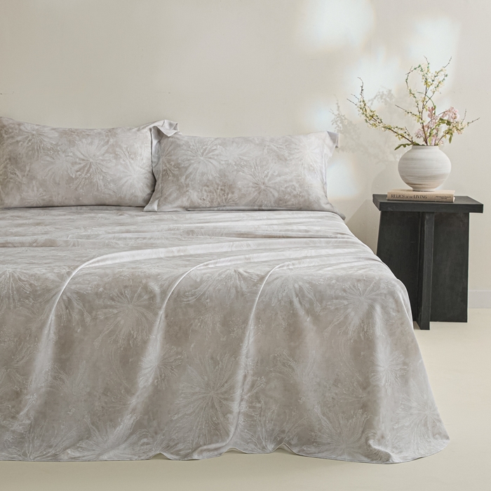 91家纺网 家纺一手货源 找家纺 禾时 2026春夏新款50s莱赛尔天丝床单三件套床单单件 斯嘉丽（灰）