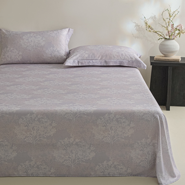 91家纺网 家纺一手货源 找家纺 禾时 2026春夏新款50s莱赛尔天丝床单三件套床单单件 向晚（丁香紫）