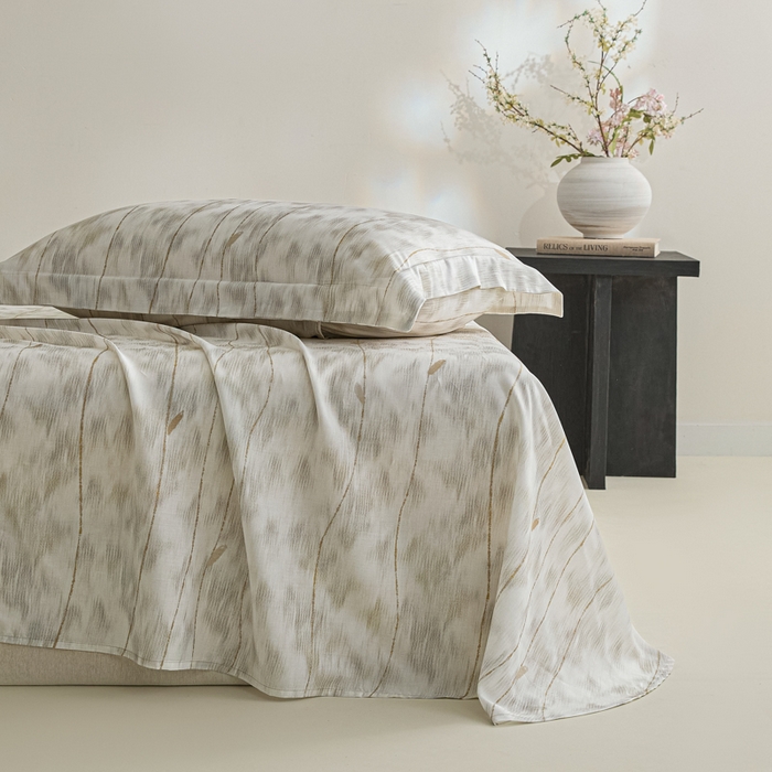 91家纺网 家纺一手货源 找家纺 禾时 2026春夏新款50s莱赛尔天丝床单三件套床单单件 舒亦（灰）