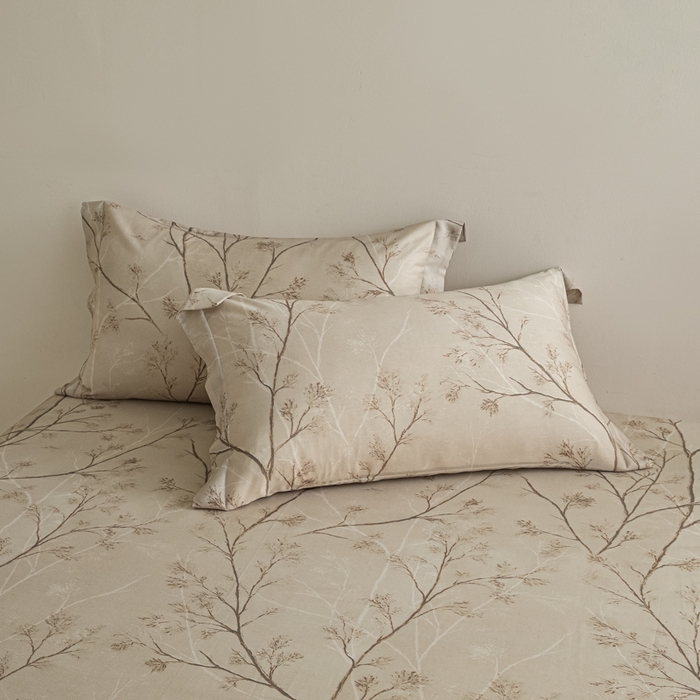 91家纺网 家纺一手货源 找家纺 禾时 2026春夏新款50s莱赛尔天丝床单三件套床单单件 山下有枝（咖）