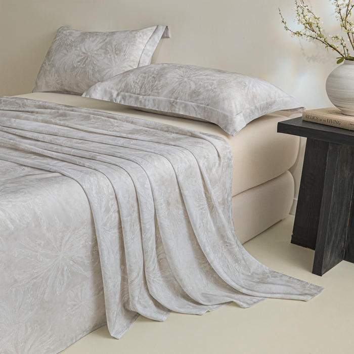 91家纺网 家纺一手货源 找家纺 禾时 2026春夏新款50s莱赛尔天丝床单三件套床单单件 斯嘉丽（灰）