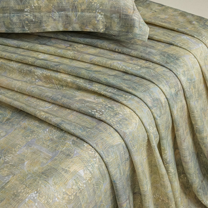 91家纺网 家纺一手货源 找家纺 禾时 2026春夏新款50s莱赛尔天丝床单三件套床单单件 印象空间（绿）