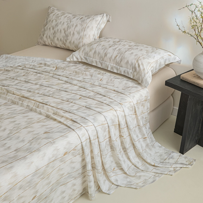 91家纺网 家纺一手货源 找家纺 禾时 2026春夏新款50s莱赛尔天丝床单三件套床单单件 舒亦（灰）