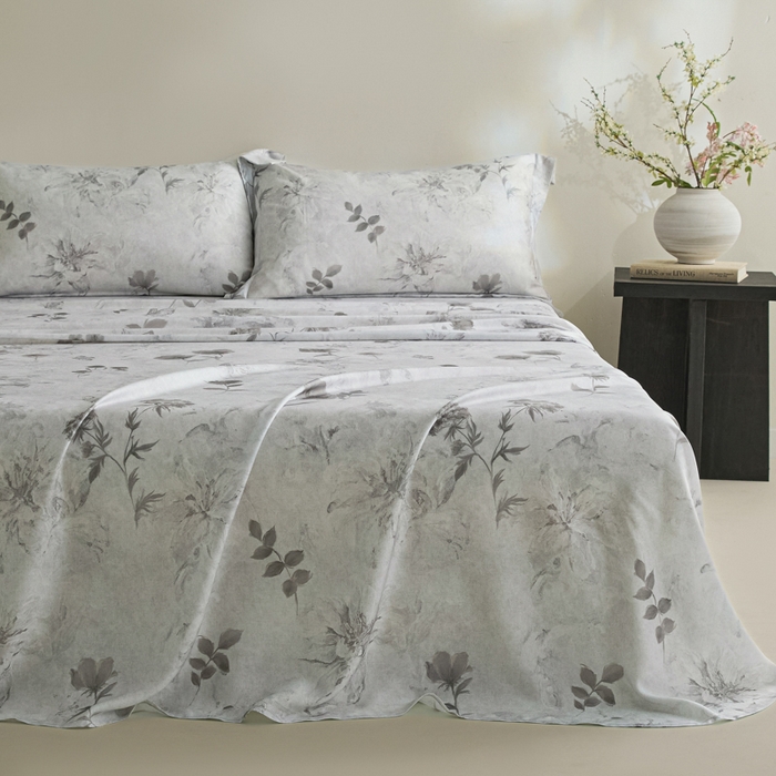 91家纺网 家纺一手货源 找家纺 禾时 2026春夏新款50s莱赛尔天丝床单三件套床单单件 陶然（灰）