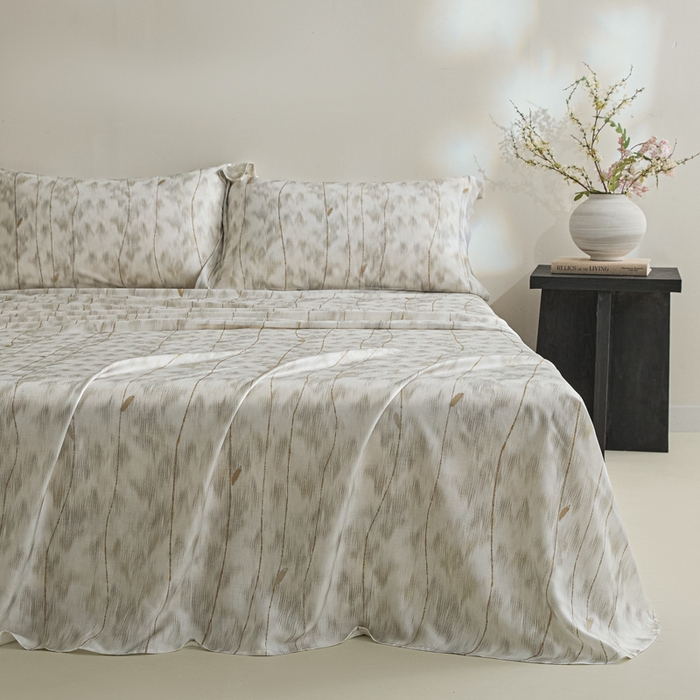 91家纺网 家纺一手货源 找家纺 禾时 2026春夏新款50s莱赛尔天丝床单三件套床单单件 舒亦（灰）