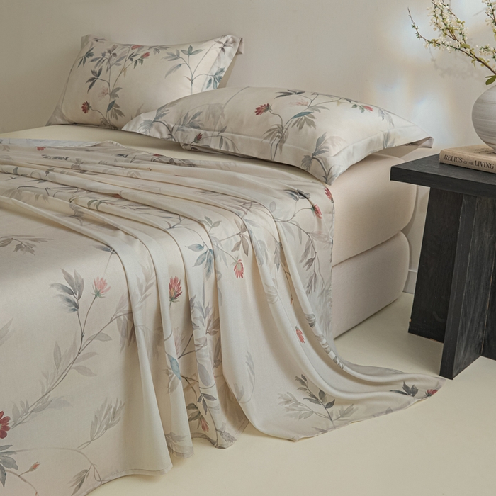 91家纺网 家纺一手货源 找家纺 禾时 2026春夏新款50s莱赛尔天丝床单三件套床单单件 棠宋（棕）