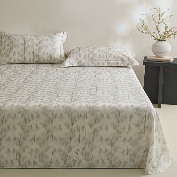 91家纺网 家纺一手货源 找家纺 禾时 2026春夏新款50s莱赛尔天丝床单三件套床单单件 舒亦（灰）