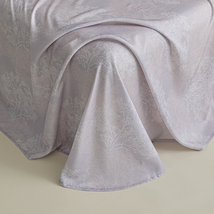 91家纺网 家纺一手货源 找家纺 禾时 2026春夏新款50s莱赛尔天丝床单三件套床单单件 向晚（丁香紫）