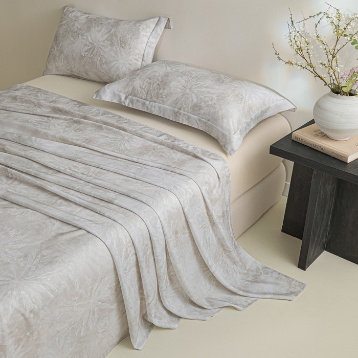 91家纺网 家纺一手货源 找家纺 禾时 2026春夏新款50s莱赛尔天丝床单三件套床单单件 斯嘉丽（灰）