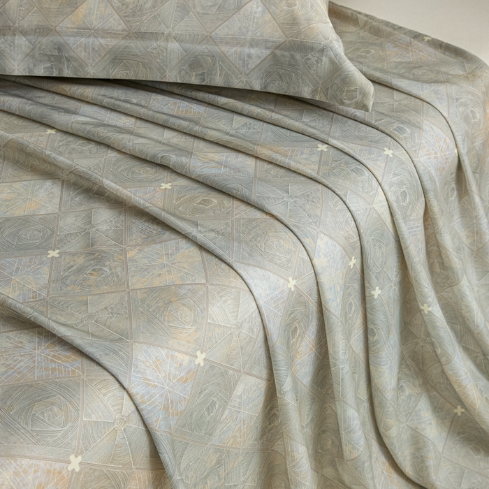 91家纺网 家纺一手货源 找家纺 禾时 2026春夏新款50s莱赛尔天丝床单三件套床单单件 西亚图（灰）