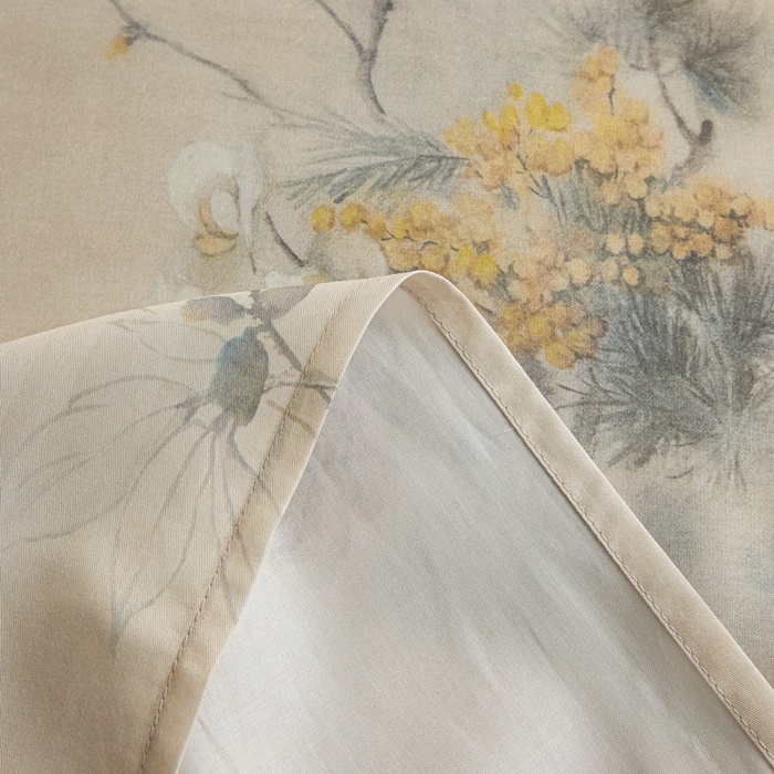 91家纺网 家纺一手货源 找家纺 禾时 2026春夏新款50s莱赛尔天丝床单三件套床单单件 椿山晓（咖）