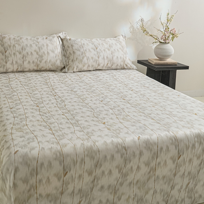 91家纺网 家纺一手货源 找家纺 禾时 2026春夏新款50s莱赛尔天丝床单三件套床单单件 舒亦（灰）