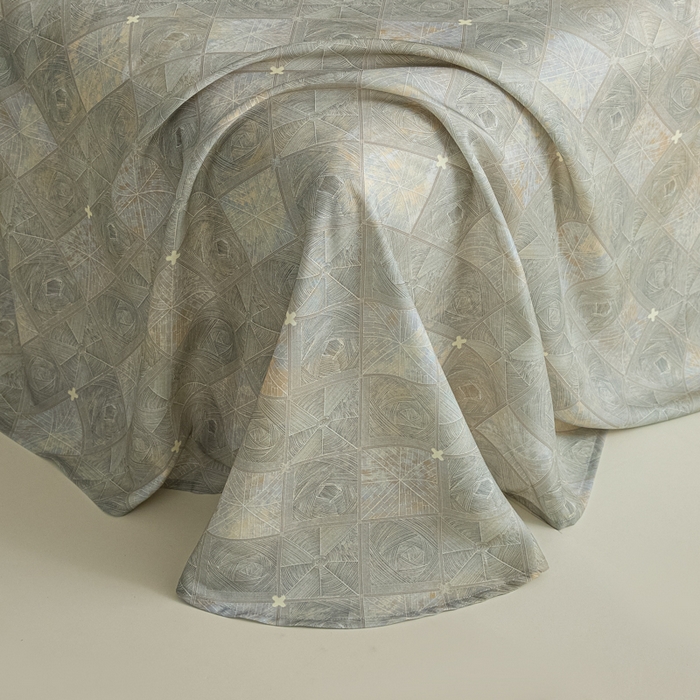 91家纺网 家纺一手货源 找家纺 禾时 2026春夏新款50s莱赛尔天丝床单三件套床单单件 西亚图（灰）