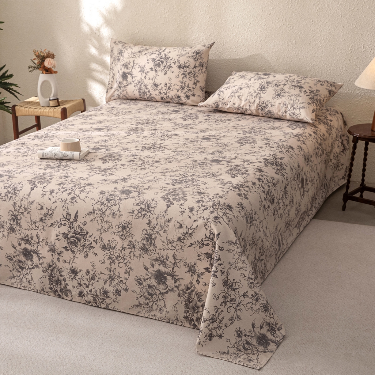 91家纺网 家纺一手货源 找家纺 首爱家纺 2026新款棉麻老粗布床单凉席 霜藤