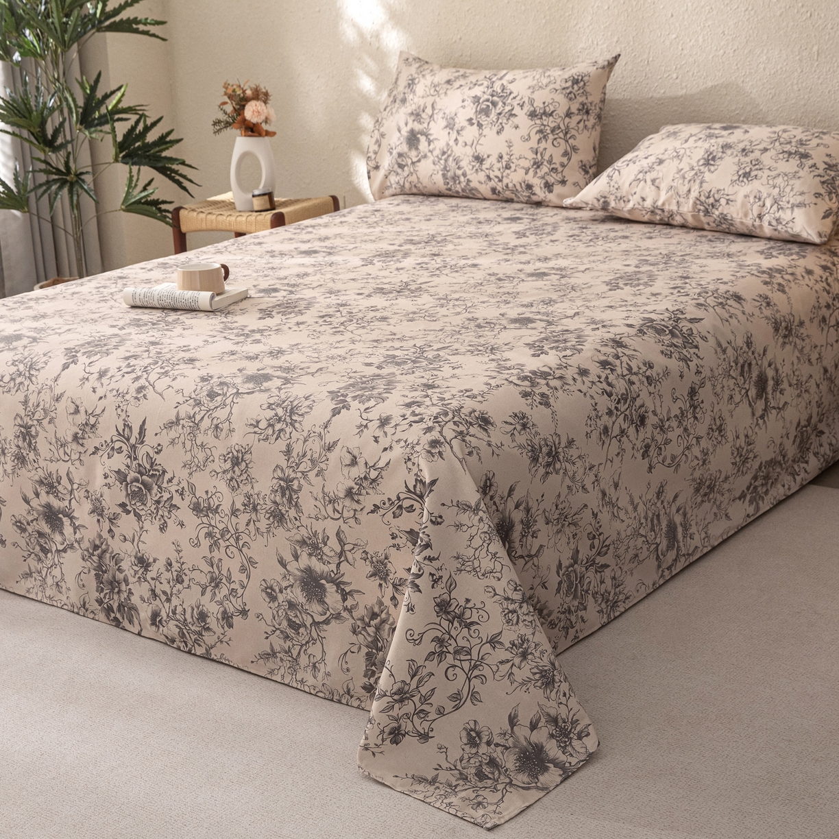 91家纺网 家纺一手货源 找家纺 首爱家纺 2026新款棉麻老粗布床单凉席 霜藤