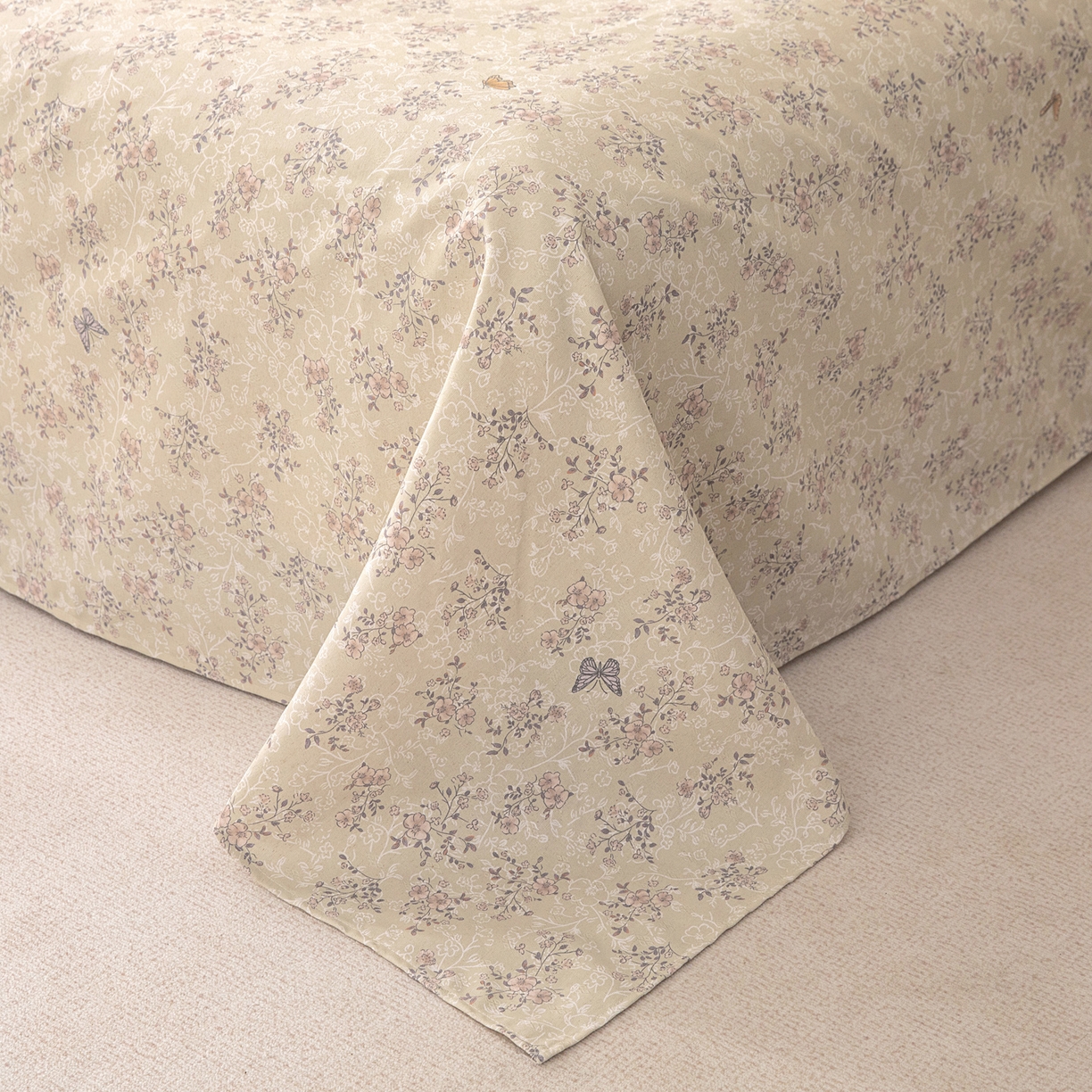 91家纺网 家纺一手货源 找家纺 首爱家纺 2026新款棉麻老粗布床单凉席 雾花