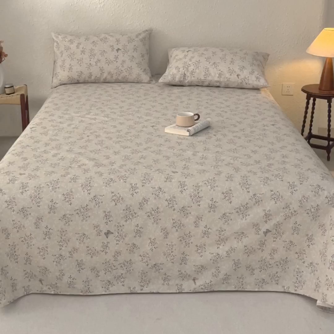 91家纺网 家纺一手货源 找家纺 首爱家纺 2026新款棉麻老粗布床单凉席 雾花