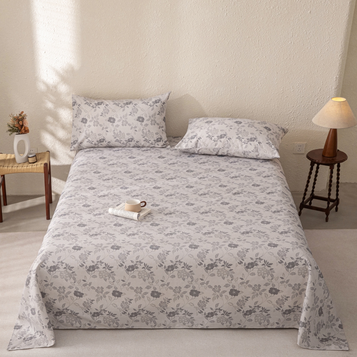 91家纺网 家纺一手货源 找家纺 首爱家纺 2026新款棉麻老粗布床单凉席 雾蔷