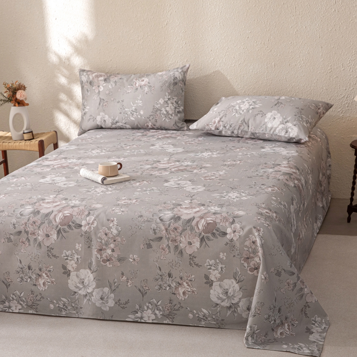 91家纺网 家纺一手货源 找家纺 首爱家纺 2026新款棉麻老粗布床单凉席 烟樱