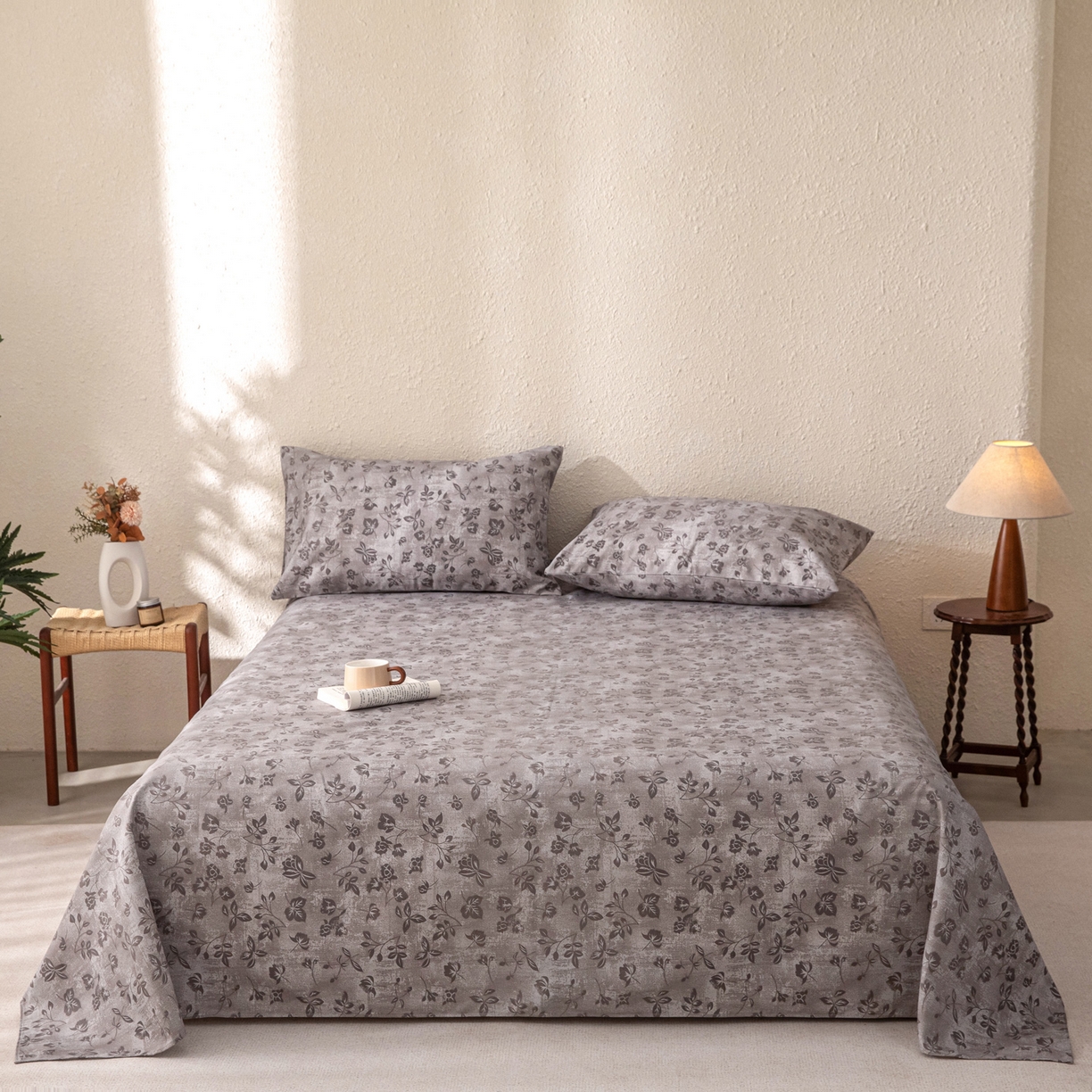 91家纺网 家纺一手货源 找家纺 首爱家纺 2026新款棉麻老粗布床单凉席 隐茉